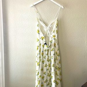 White floral backless maxi dress